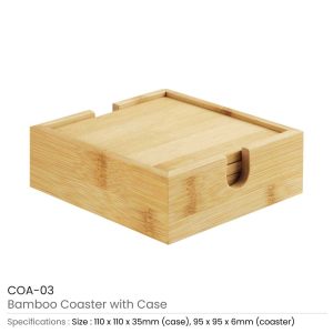 Bamboo Tea Coasters with Case - Image 3