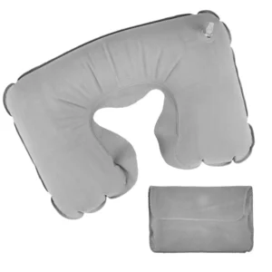 Inflatable Neck Pillow with Pouch – Grey