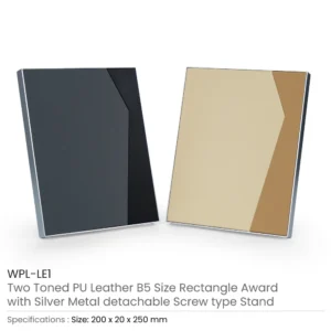 Two-Toned PU Leather Awards with Aluminum Frame & Stand – B5 Size in Luxury Box - Image 5