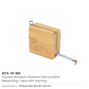 Bamboo Retractable Measuring Tape Keychains - Image 5