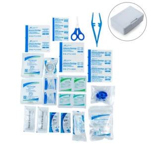 First Aid Kit Set, 16 Essential Items in White Box - Image 1