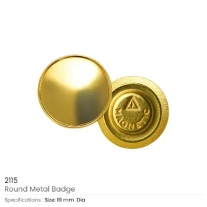 Gold Round Metal Badges with Magnet Attachment - Image 5