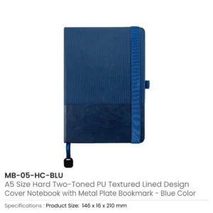 Hard Cover PU Notebooks in A5 Size with Metal Plate Bookmark - Image 8