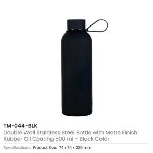 Stainless Steel Water Bottles 500ml – Double Wall, Matte Finish, Soft-Touch Rubber Coating - Image 8