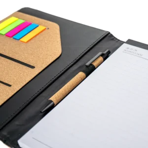 Cork Cover Folder B5 Size with Notepad, Pen and Sticky Notes - Image 3