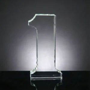 Crystal Glass Trophy in Number One Shape with Gold Lock Closure Box - Image 7