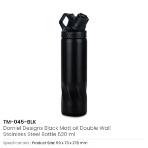 Stainless Steel Water Bottles in Black Matte, Double Wall, 620ml - Image 8